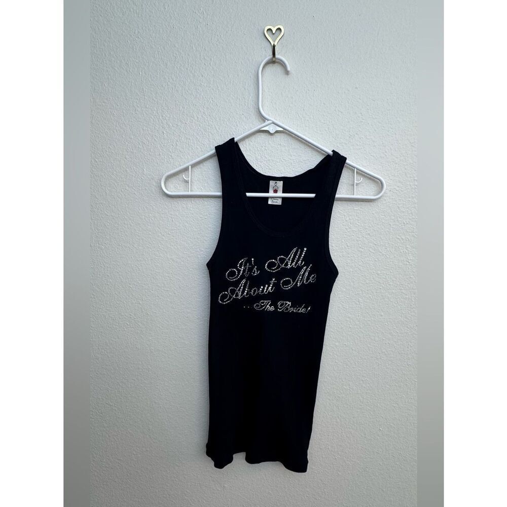 EUC Black Rhinestone 'It's All About Me' Bride Tank - Size L